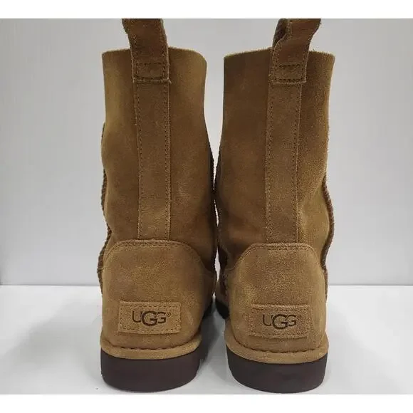 UGG Boots Shoes Mens Size 10 Brown Suede Slip On Mid Calf Casual